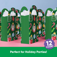 Christmas Ornaments Paper Favor Bags - 12 Ct