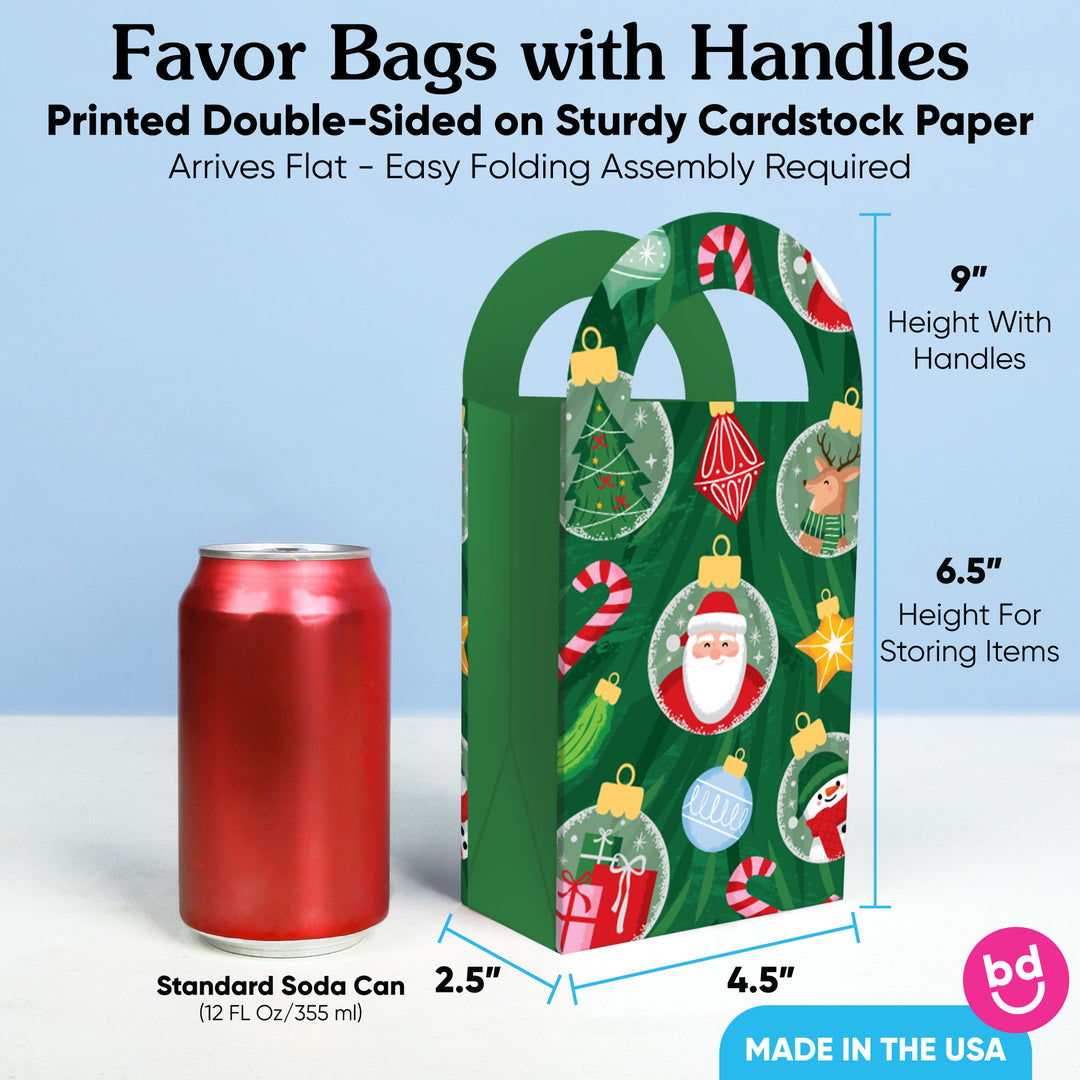 Christmas Ornaments Paper Favor Bags - 12 Ct