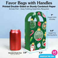 Custom Text Christmas Ornaments Paper Favor Bags - 12 Ct