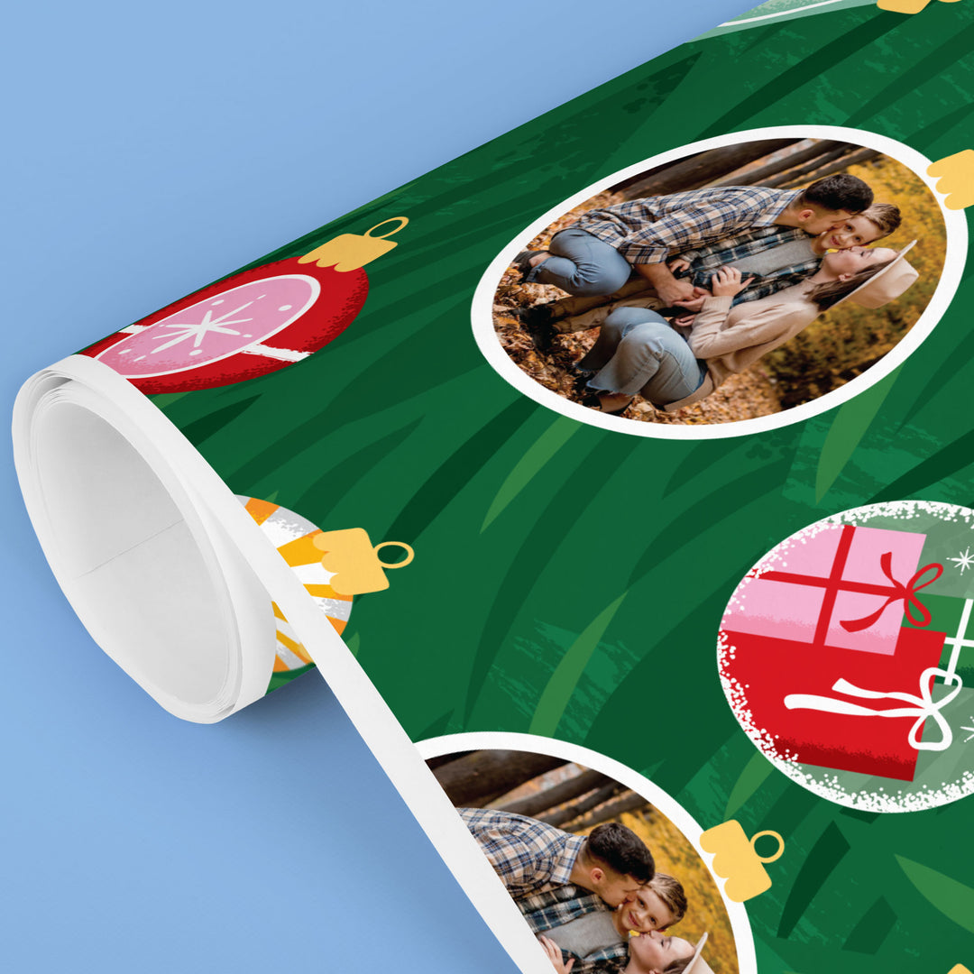 Custom Photo Wrapping Paper - Christmas Ornaments