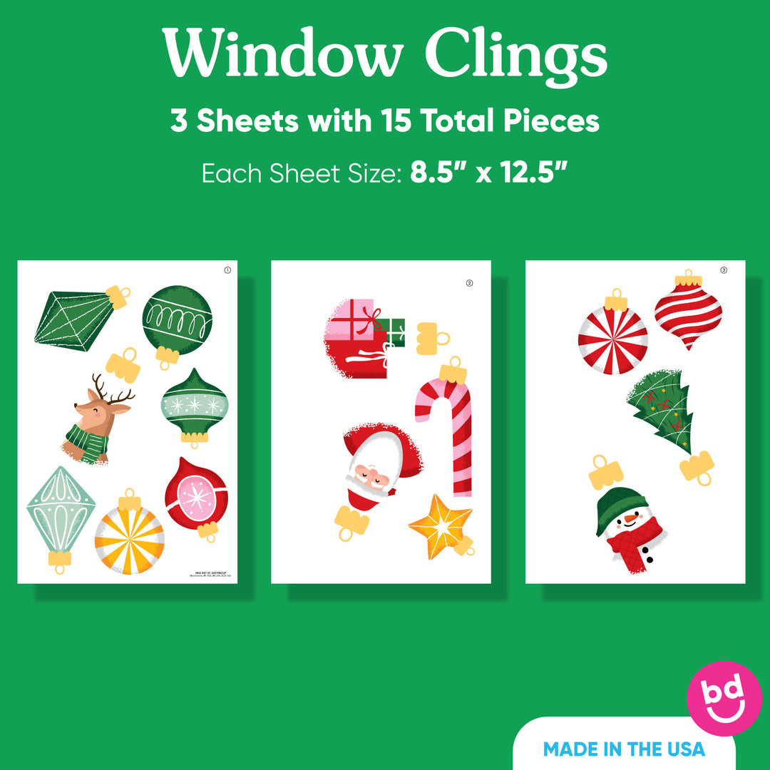 Christmas Ornaments Window Clings