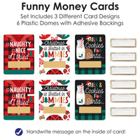 Christmas Pajamas - DIY Assorted Holiday Plaid PJ Party Cash Holder Gift - Funny Money Cards - Set of 6
