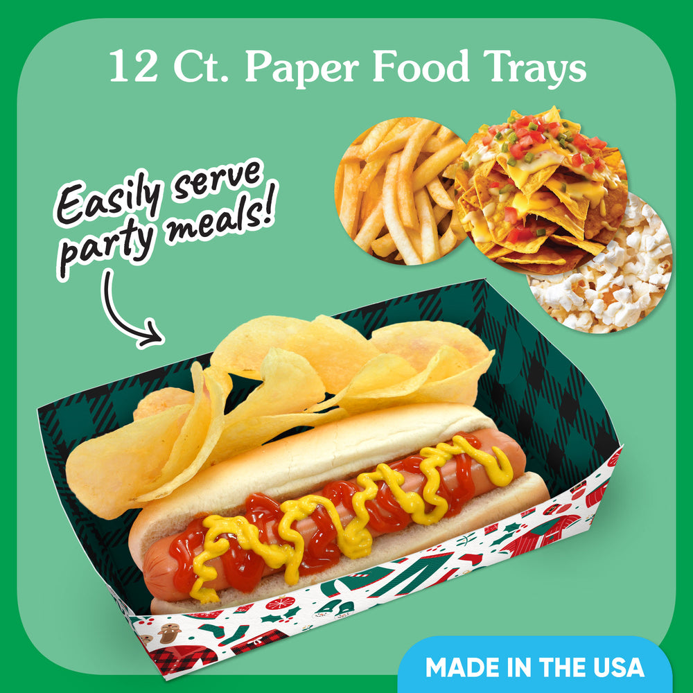 Christmas Pajamas Paper Food Trays - 12 Ct