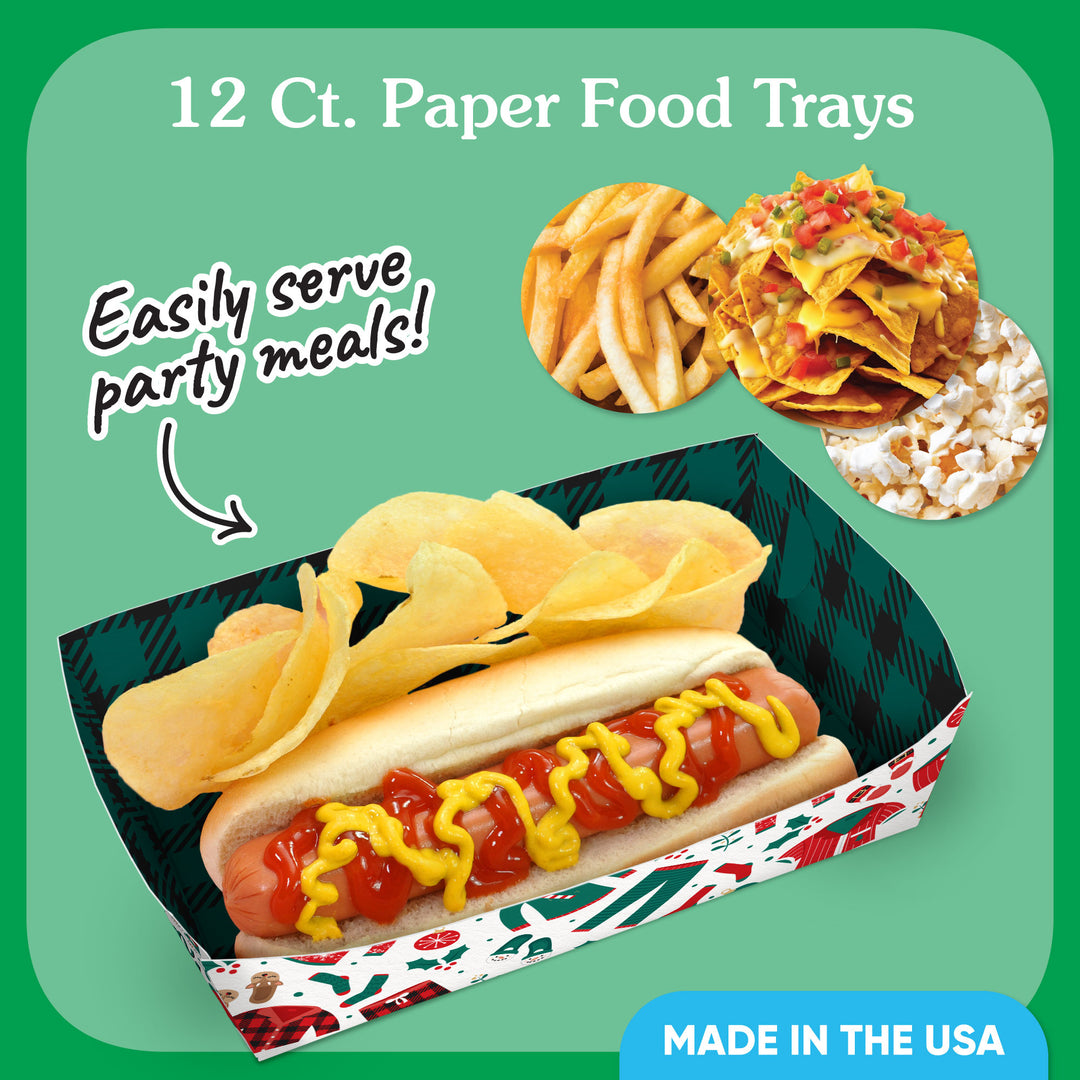 Christmas Pajamas Paper Food Trays - 12 Ct