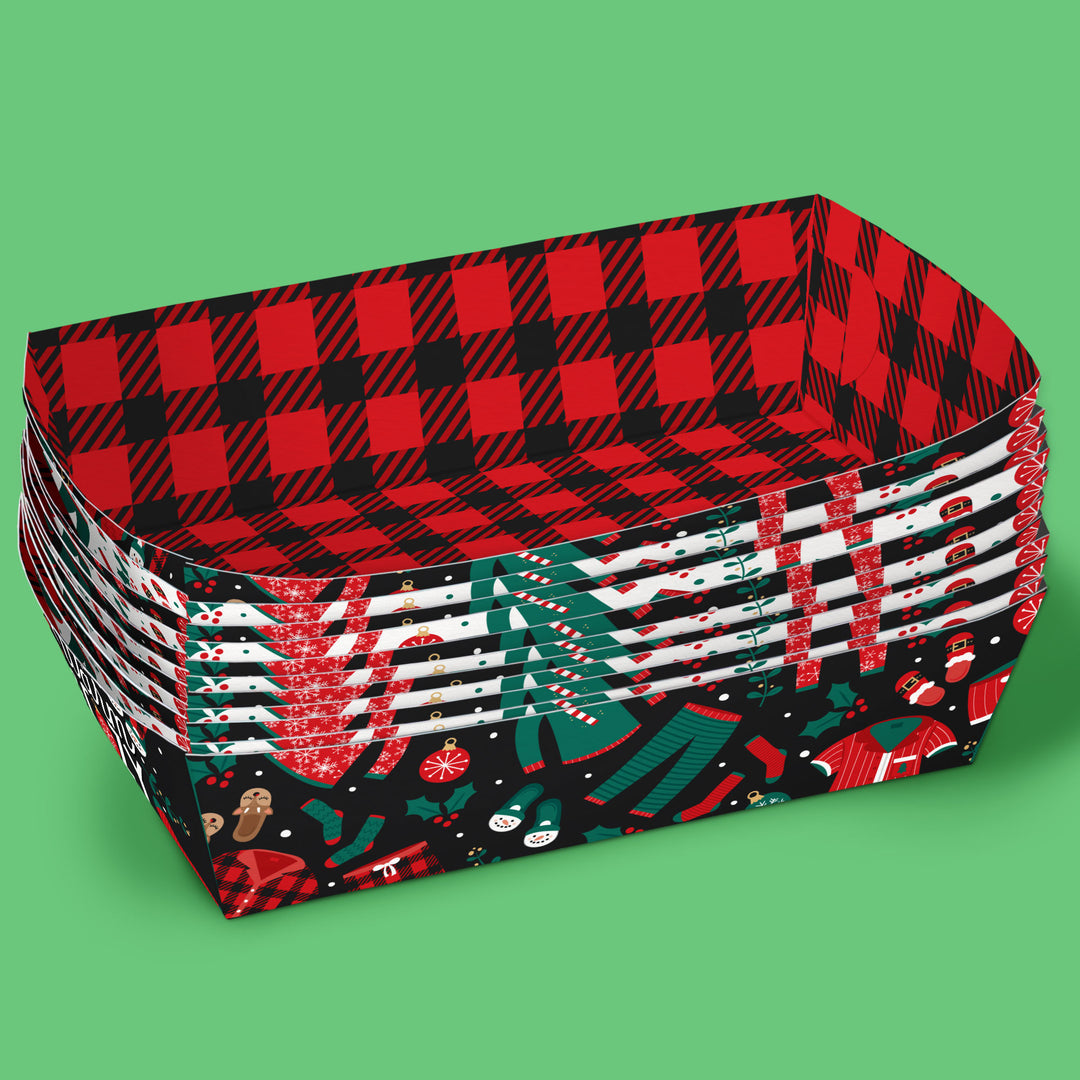 Christmas Pajamas Paper Food Trays - 12 Ct