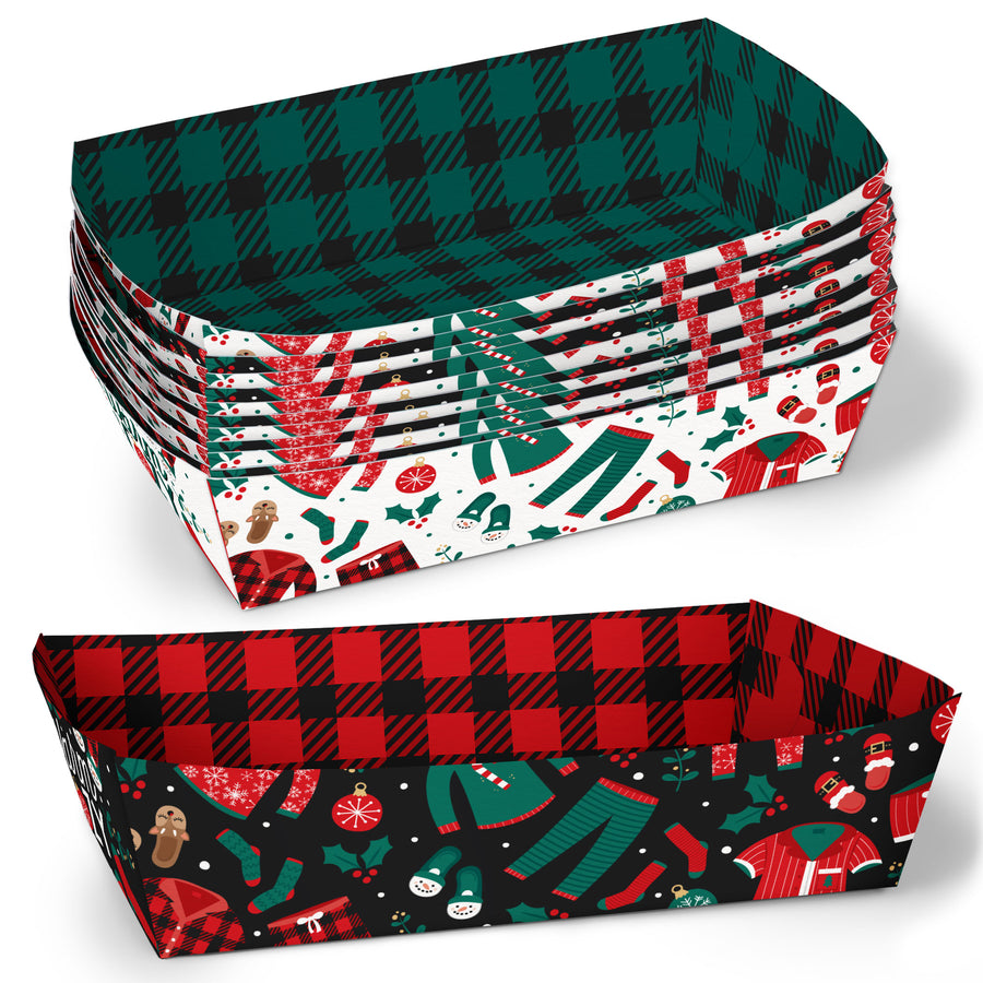 Christmas Pajamas Paper Food Trays - 12 Ct