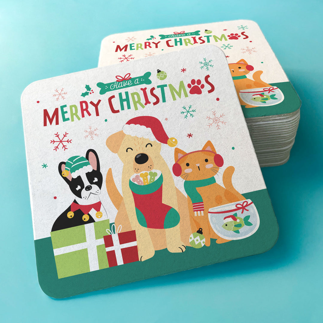 Drink Coasters - Christmas Pets - 25 Ct
