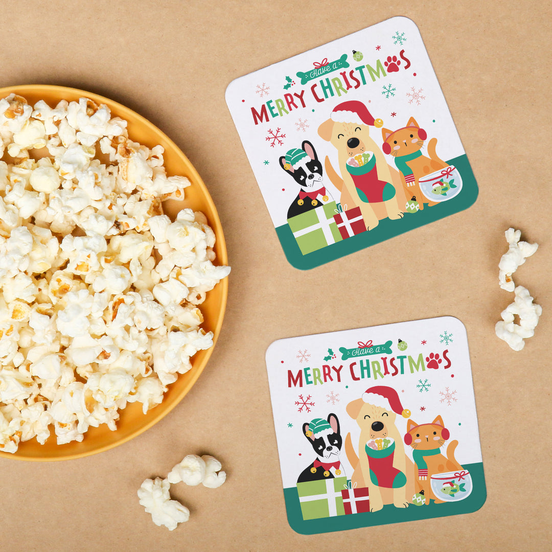 Drink Coasters - Christmas Pets - 25 Ct