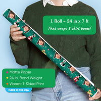 Custom Face Wrapping Paper - Dog Christmas