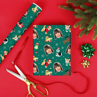 Custom Face Wrapping Paper - Dog Christmas