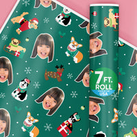 Custom Face Wrapping Paper - Dog Christmas