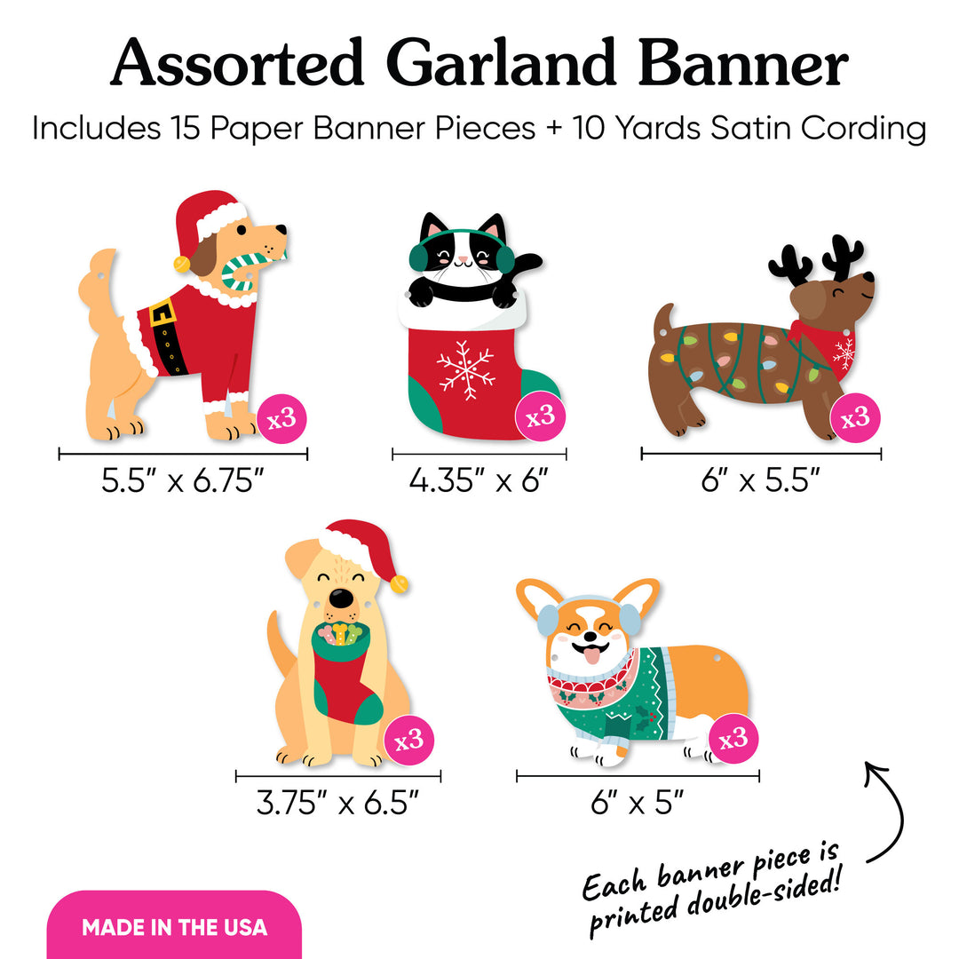 Christmas Pets Garland Banner - 15 Pc