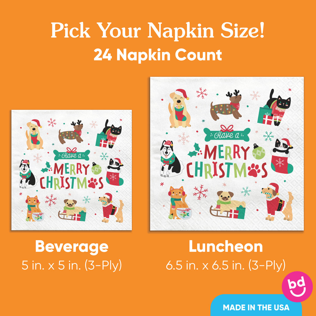 Napkins - Christmas Pets - 24 Ct