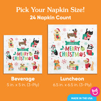 Napkins - Christmas Pets - 24 Ct