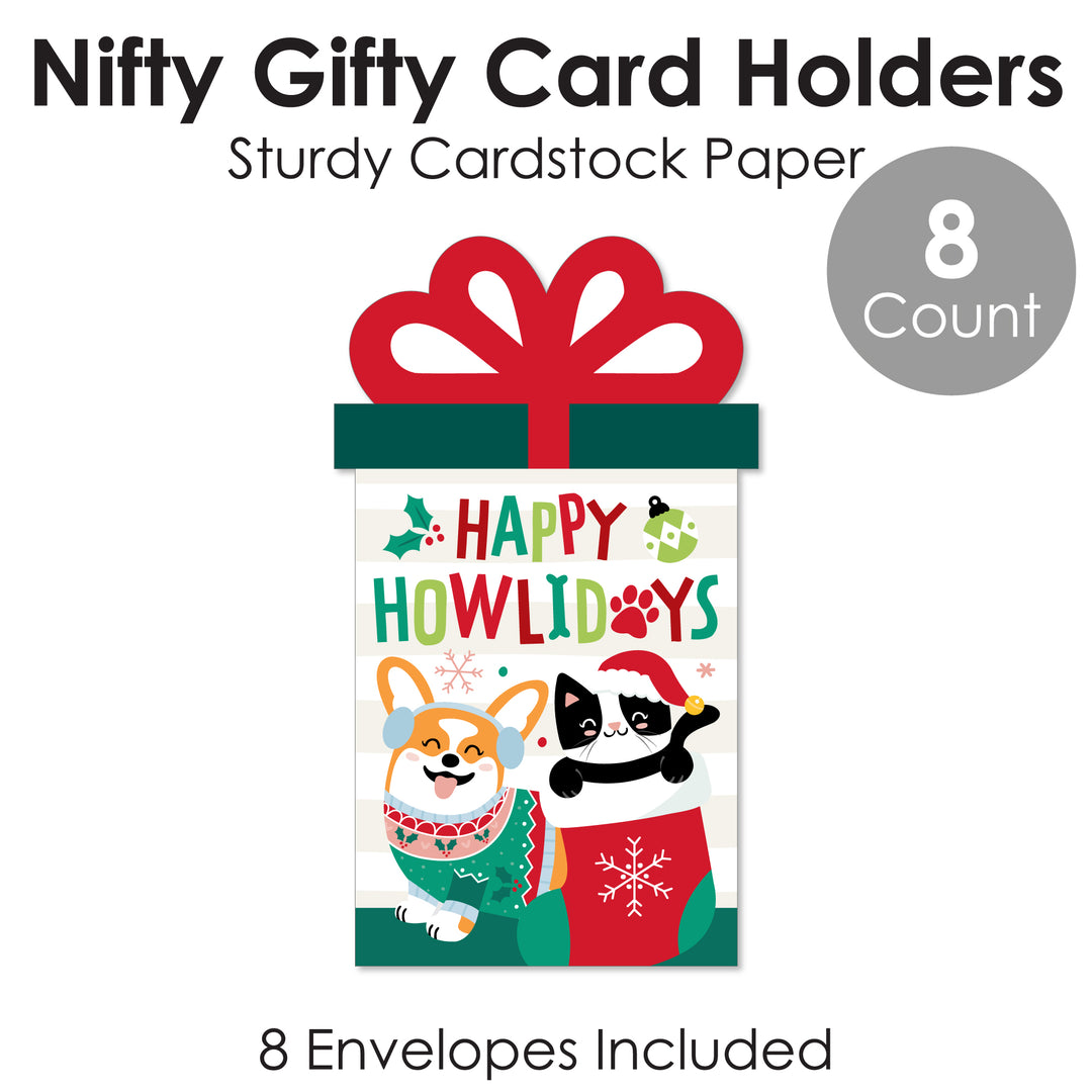 Christmas Pets - Cats and Dogs Holiday Party Money and Gift Card Sleeves - Nifty Gifty Card Holders - Set of 8