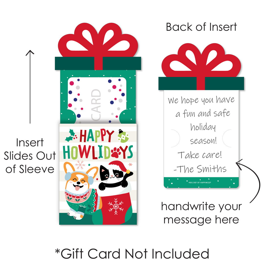 Christmas Pets - Cats and Dogs Holiday Party Money and Gift Card Sleeves - Nifty Gifty Card Holders - Set of 8