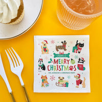 Custom Text Napkins - Christmas Pets