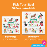 Custom Text Napkins - Christmas Pets