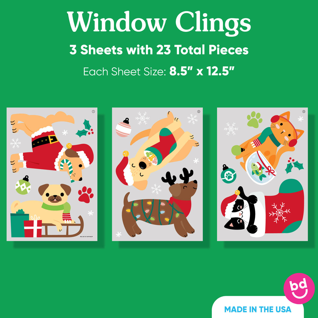 Christmas Pets Window Clings