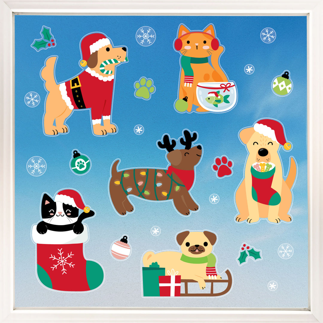 Christmas Pets Window Clings