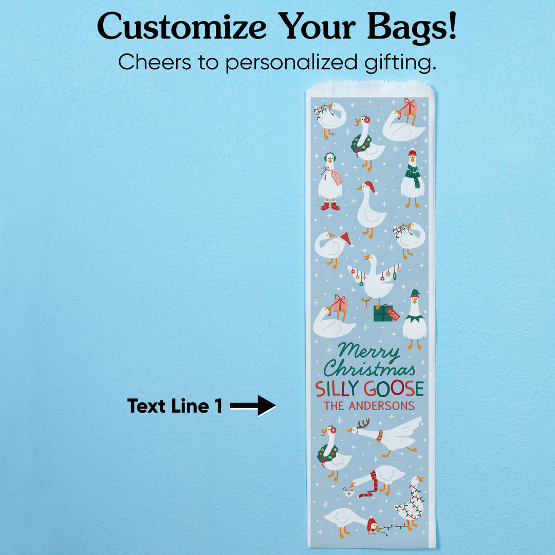 Custom Text Wine Bags - Christmas Silly Goose