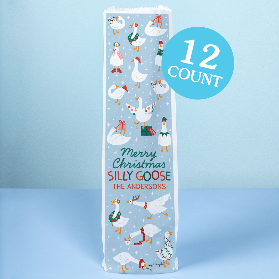 Custom Text Wine Bags - Christmas Silly Goose