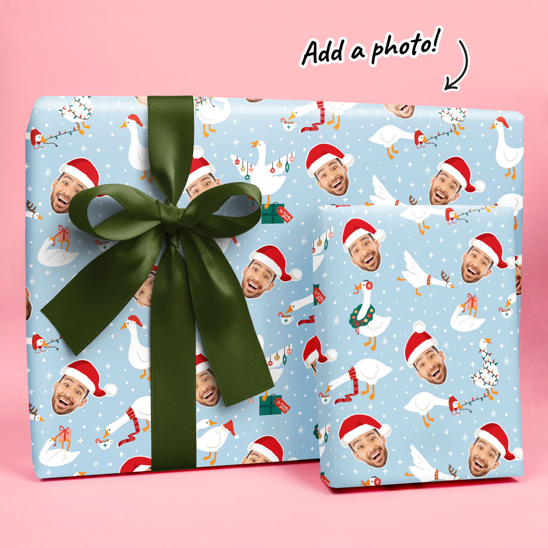 Custom Face Wrapping Paper - Christmas Silly Goose
