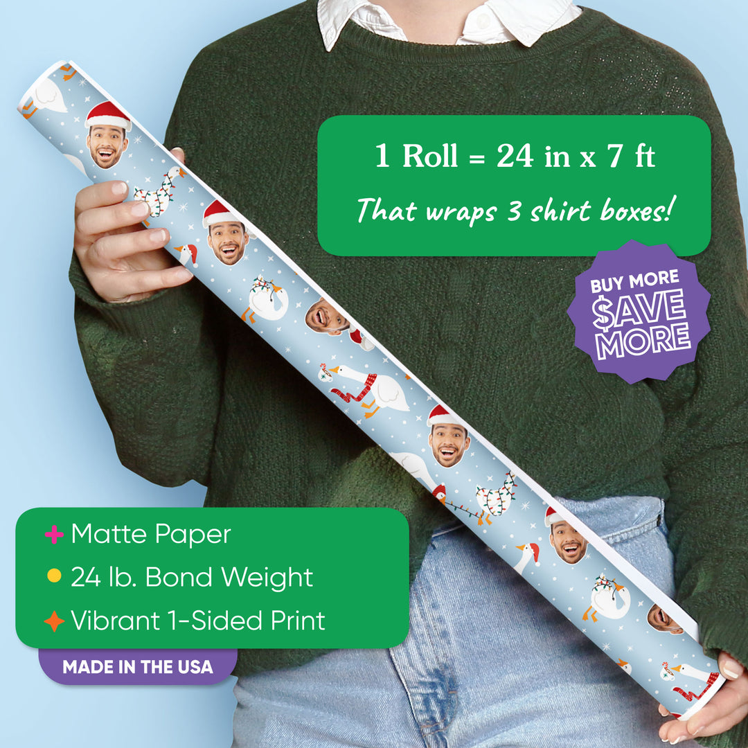 Custom Face Wrapping Paper - Christmas Silly Goose