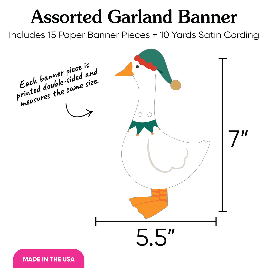 Christmas Silly Goose Garland Banner - 15 Pc