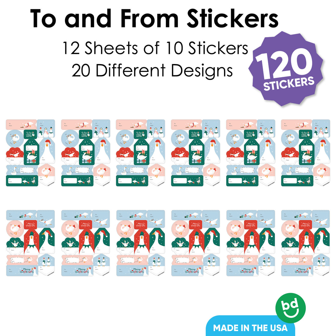 Christmas Silly Goose To and From Stickers - 12 Sheets