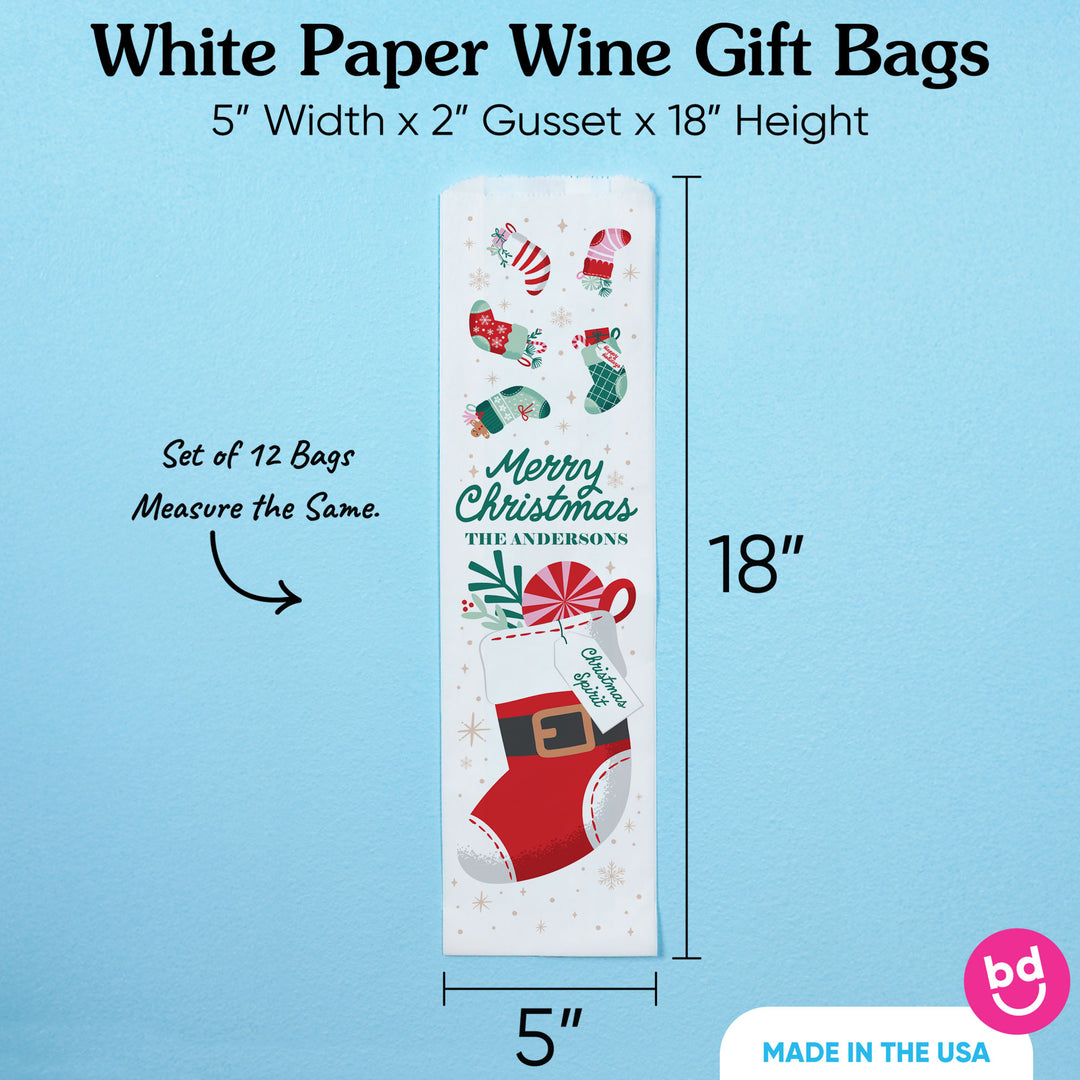 Custom Text Wine Bags - Christmas Stockings