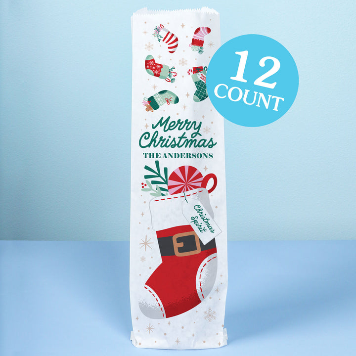 Custom Text Wine Bags - Christmas Stockings