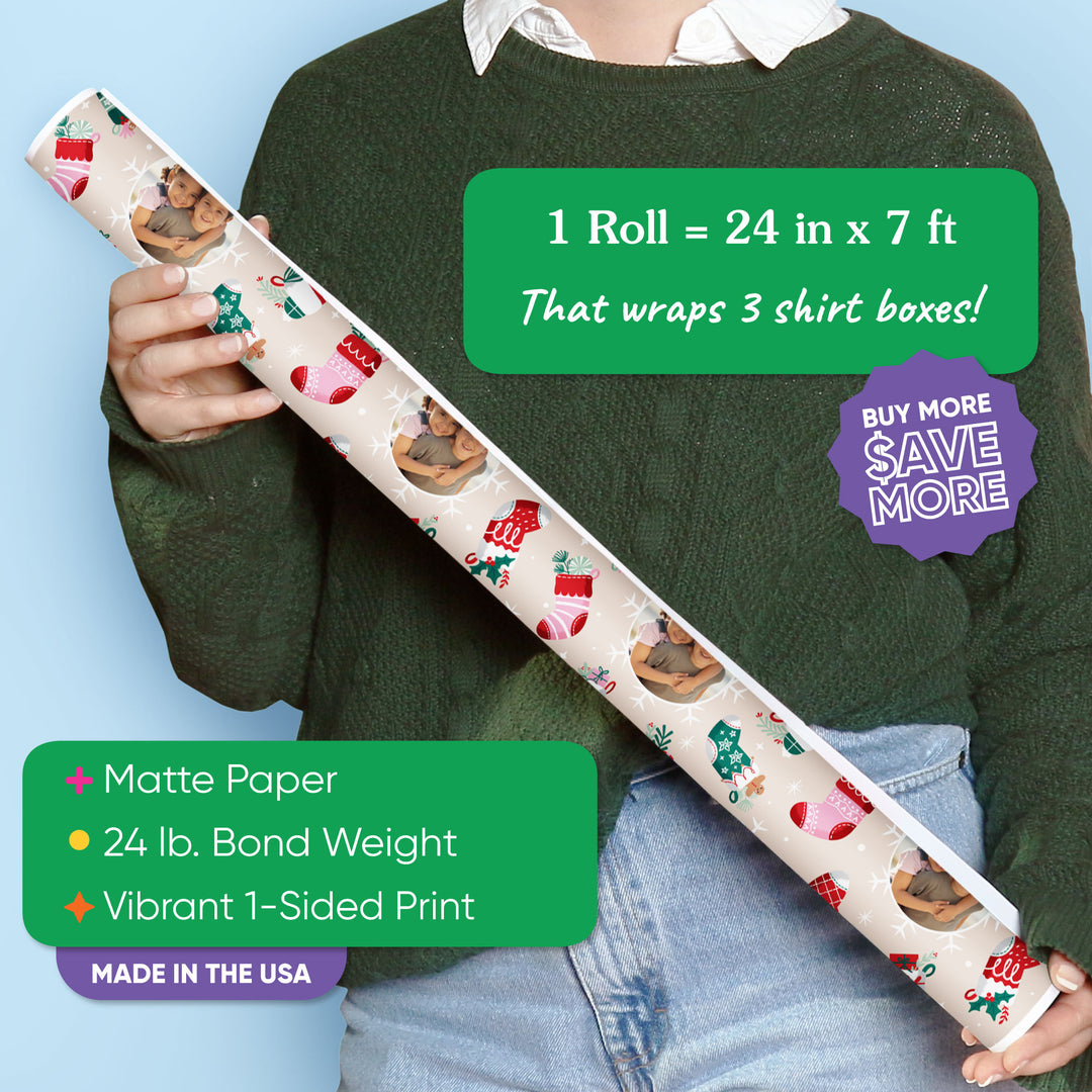 Custom Photo Wrapping Paper - Christmas Stockings