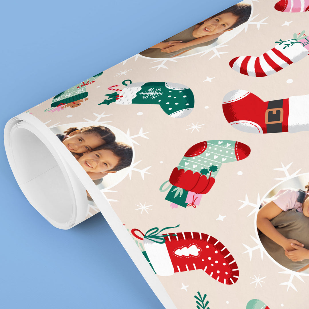 Custom Photo Wrapping Paper - Christmas Stockings