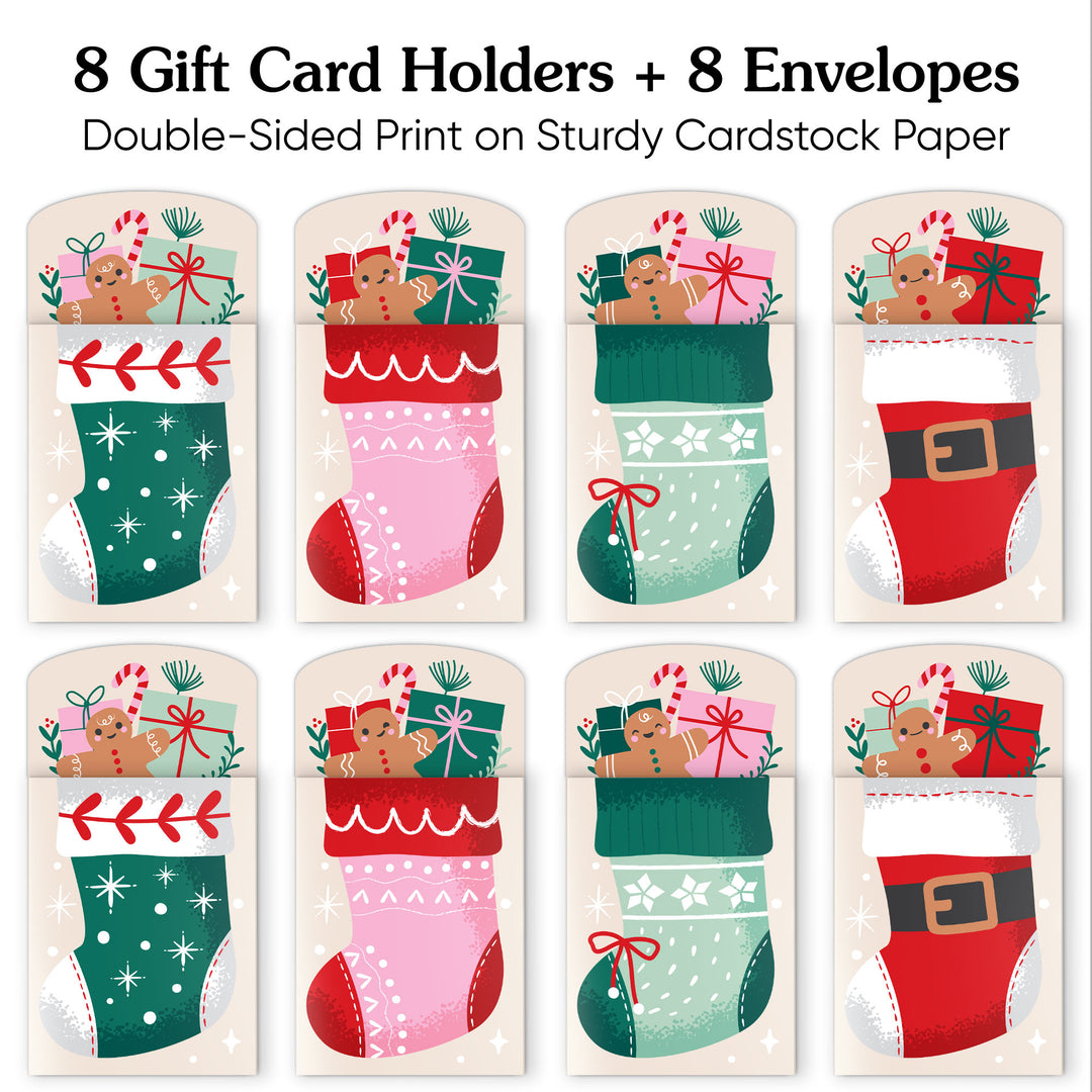 Christmas Stockings Nifty Gifty Card Holders - 8 Ct