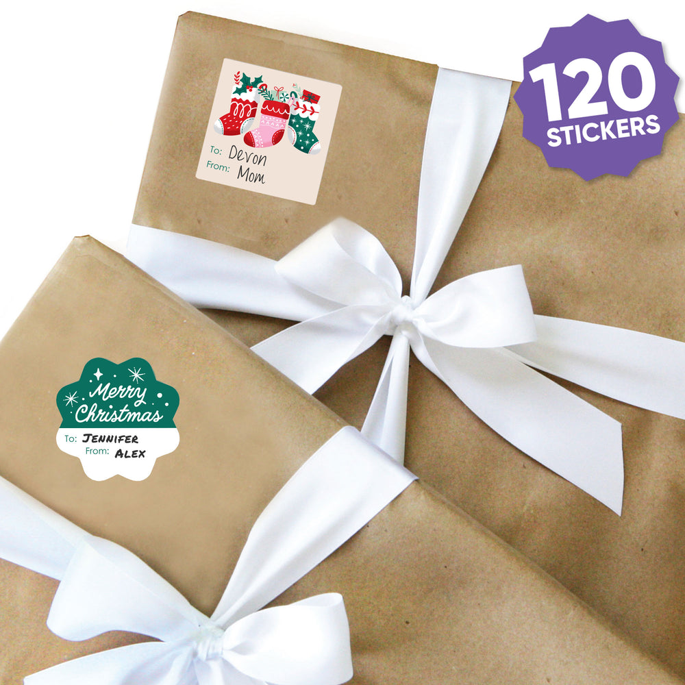 Christmas Stockings To and From Stickers - 12 Sheets