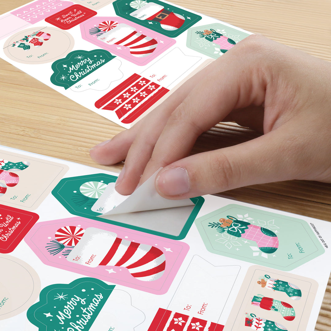 Christmas Stockings To and From Stickers - 12 Sheets