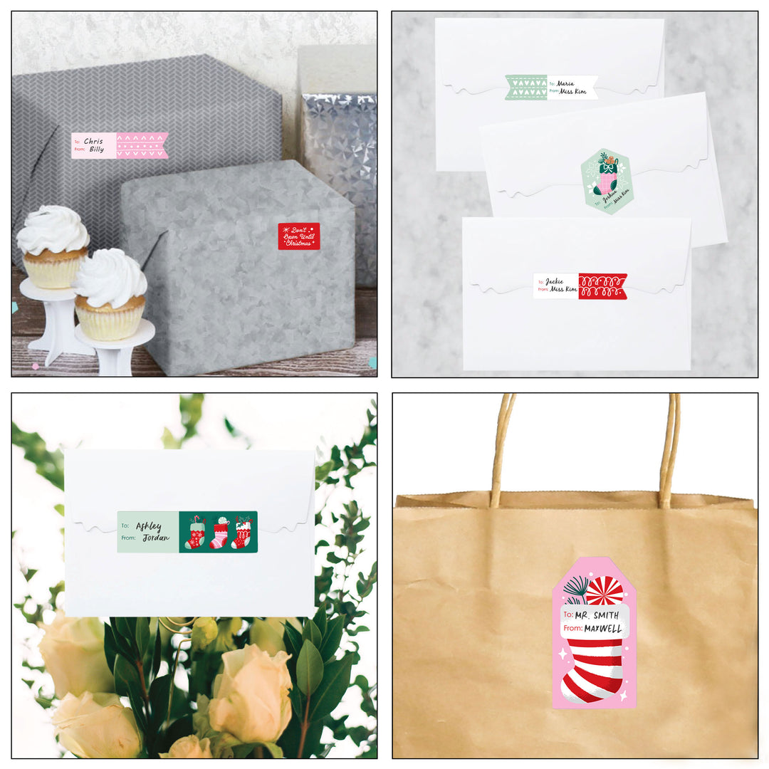 Christmas Stockings To and From Stickers - 12 Sheets