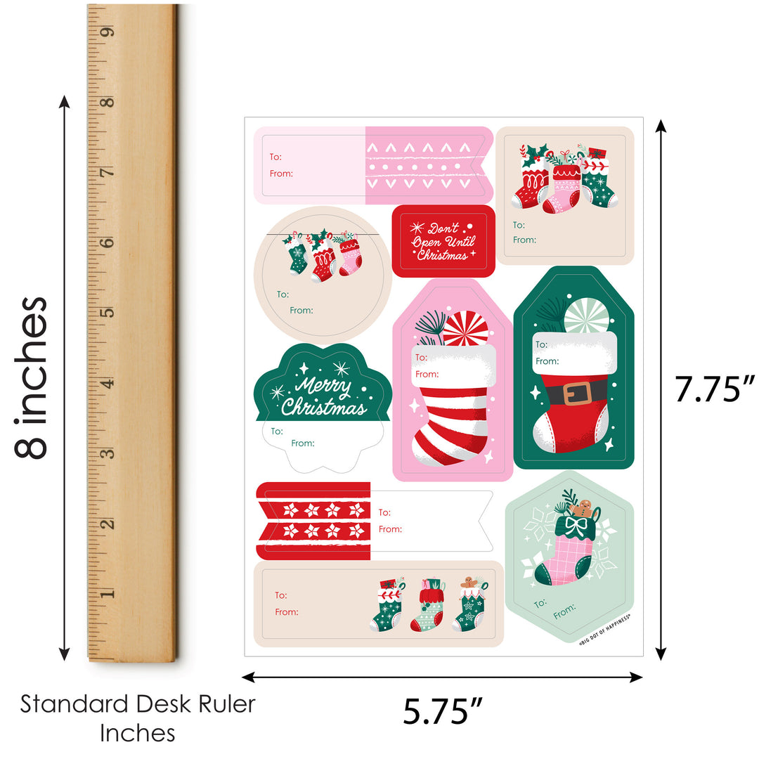 Christmas Stockings To and From Stickers - 12 Sheets