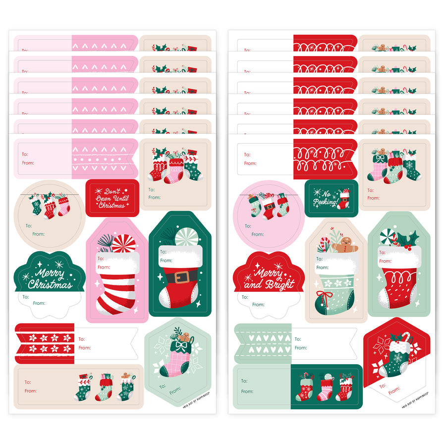 Christmas Stockings To and From Stickers - 12 Sheets