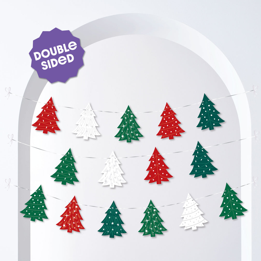 Christmas Trees Garland Banner - 15 Pc