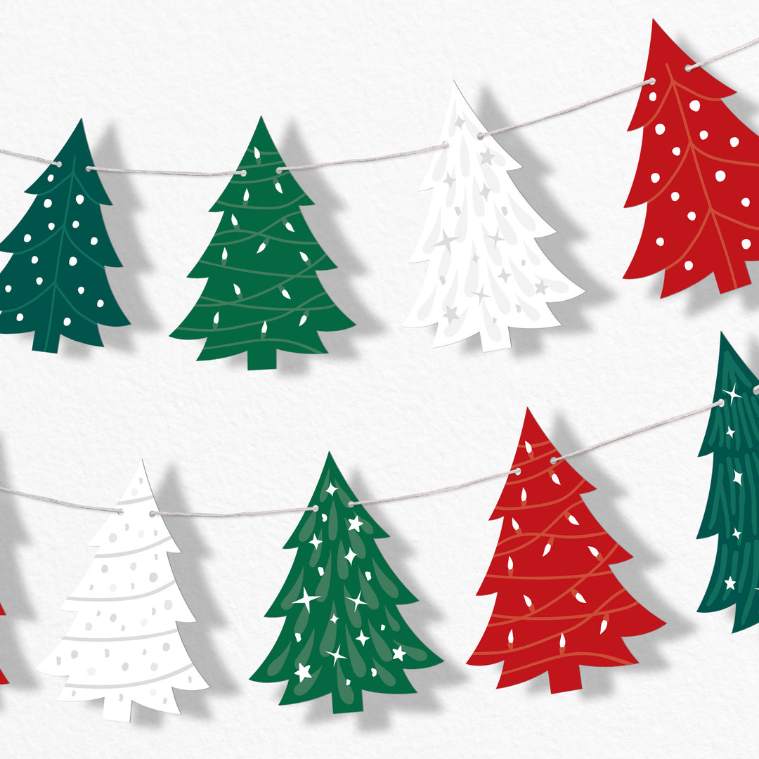 Christmas Trees Garland Banner - 15 Pc