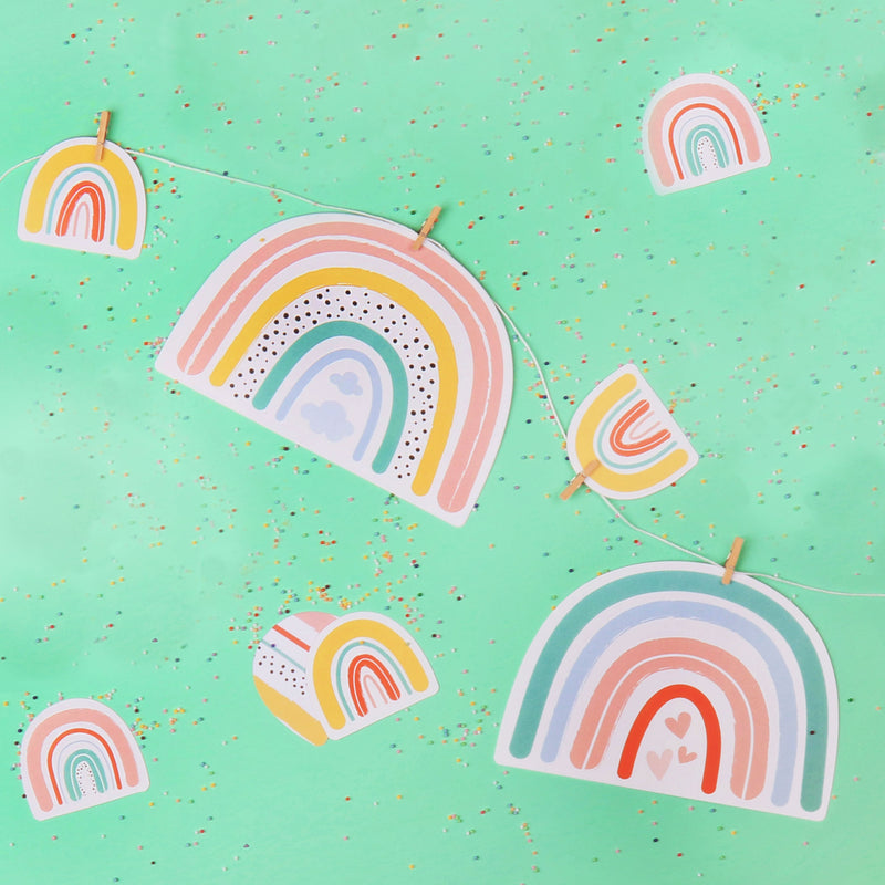Hello Rainbow - Boho Baby Shower or Birthday Party DIY Decorations - Clothespin Garland Banner - 44 Pieces