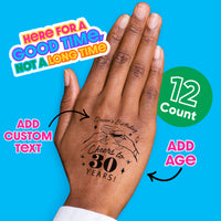 Custom Text Tattoo - Cocktail Birthday - 12 Ct