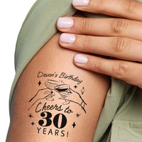 Custom Text Tattoo - Cocktail Birthday - 12 Ct