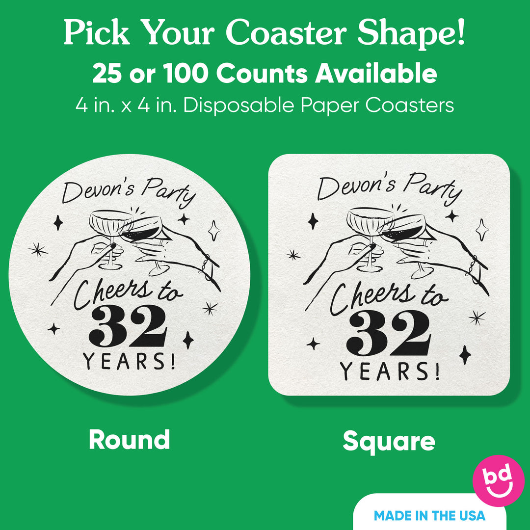 Custom Text Coasters - Cocktail Party