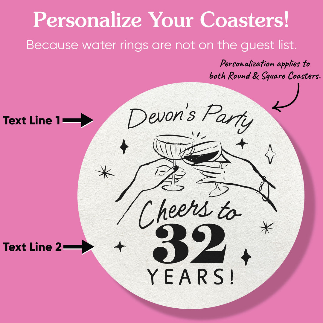 Custom Text Coasters - Cocktail Party