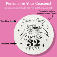 Custom Text Coasters - Cocktail Party