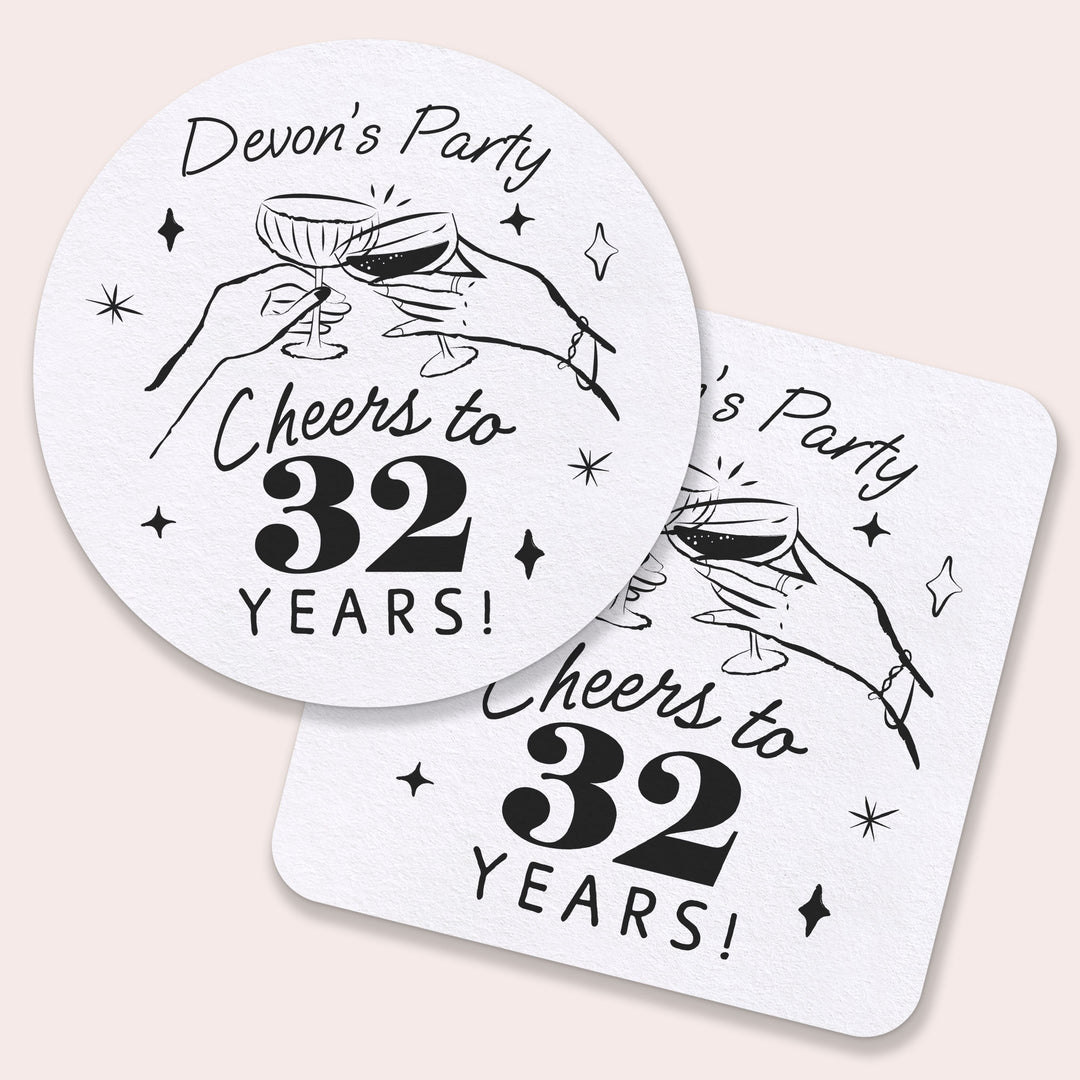 Custom Text Coasters - Cocktail Party