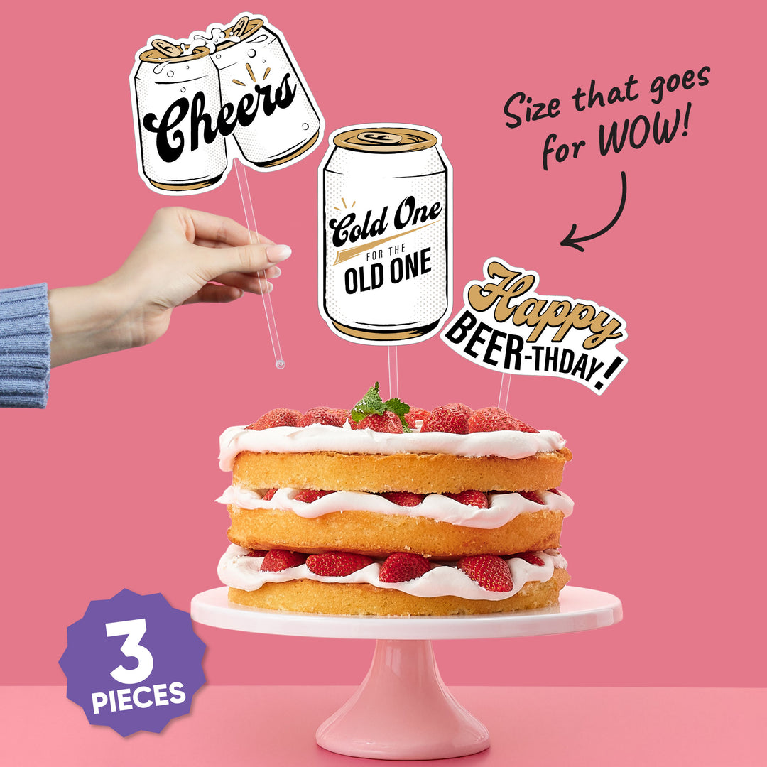Cold One for the Old One Cake Topper - 3 Pc